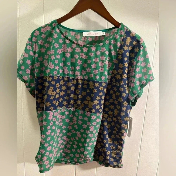 NWT LISA SAYS GAH Angie Floral Short Sleeve Color Block T-Shirt Tee Shirt XL - Picture 3 of 6